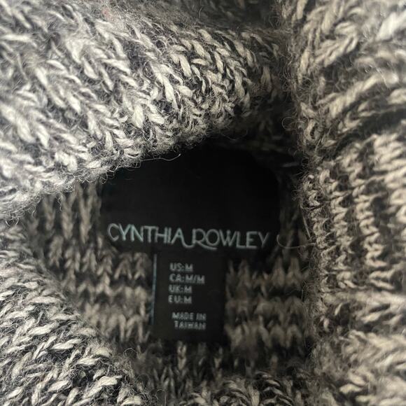 Cynthia Rowley Cowl Neck Wool Blend Sweater Womens Size Medium Tunic Black Gray - Picture 4 of 9